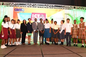 Students with key speakers  and Hon. Maxi Cuffie (center) 