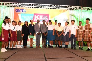 Students with key speakers and Hon. Maxi Cuffie (center) 